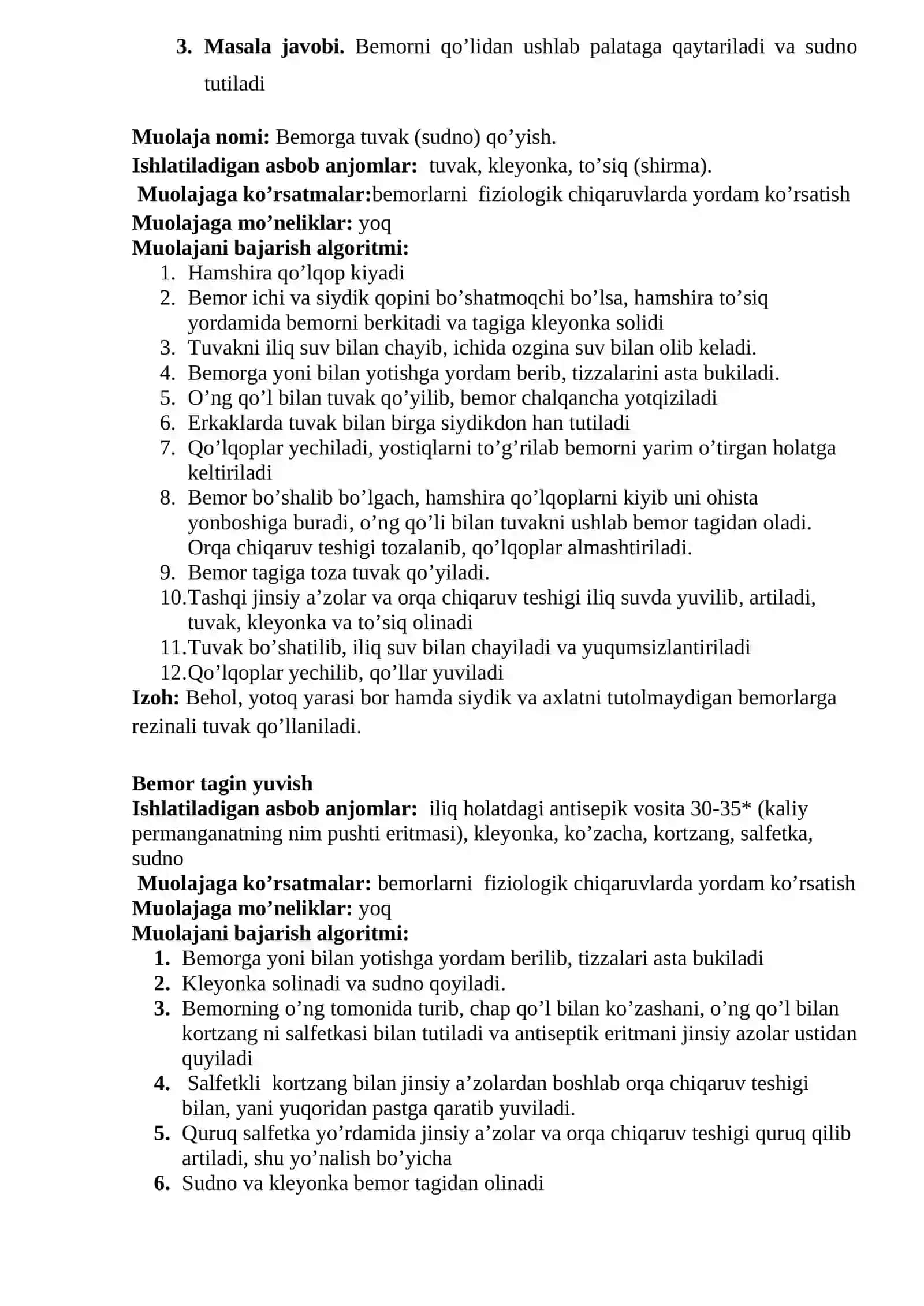 Yotoq yaralarni davolash muolajasini bajarish 2