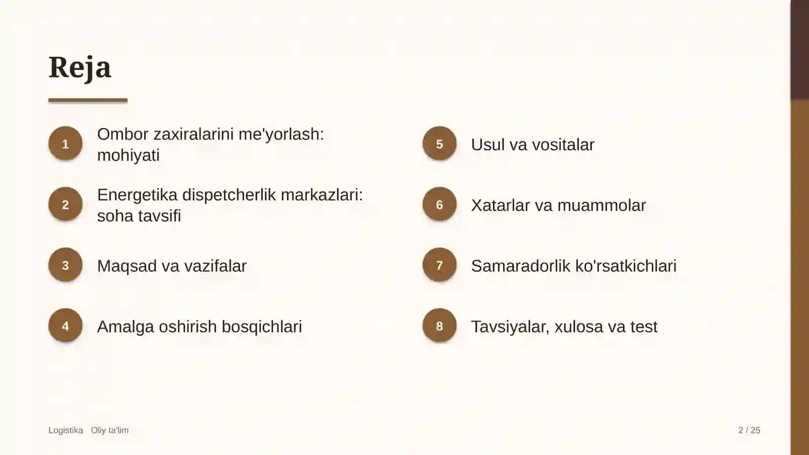 Energetika dispetcherlik markazlarida ombor zaxiralarini me'yorlash 2