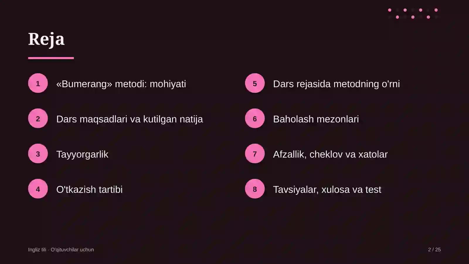 ingliz tili darslarida bumerang metodidan foydalanish 3742 2