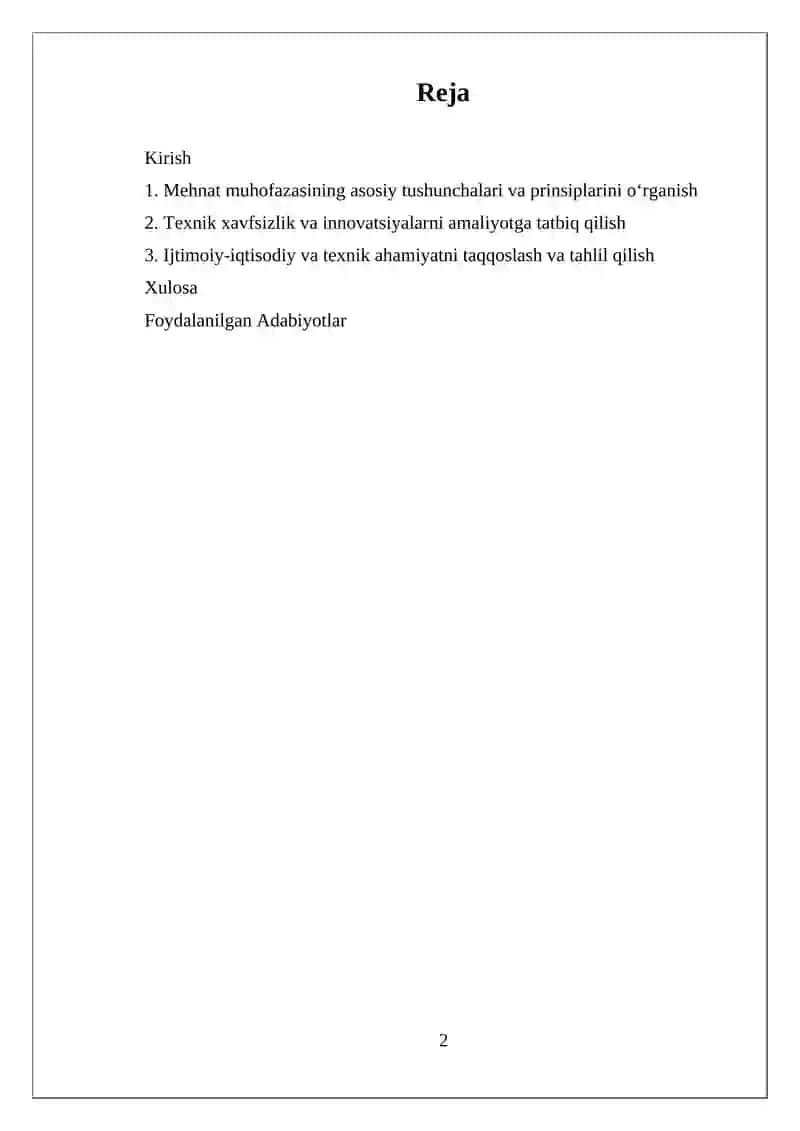 Mehnat muhofazasining Ijtimoiy-Iqtisodiy va Texnik Ahamiyati 2