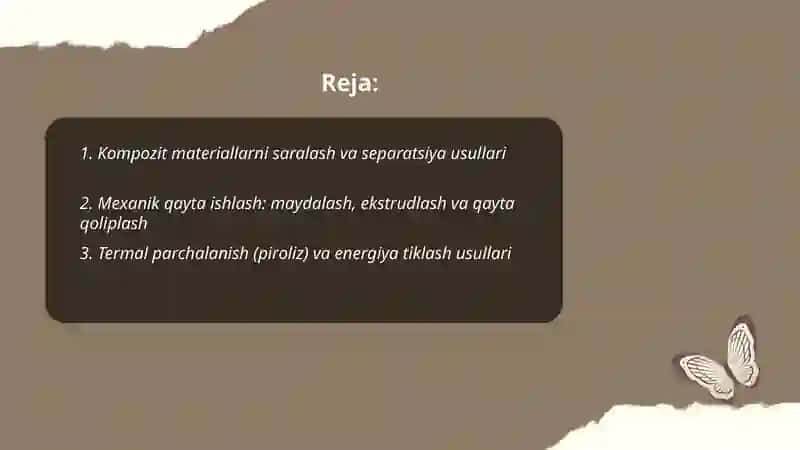 Polimer kompozitsion materiyallarni qayta ishlash 2