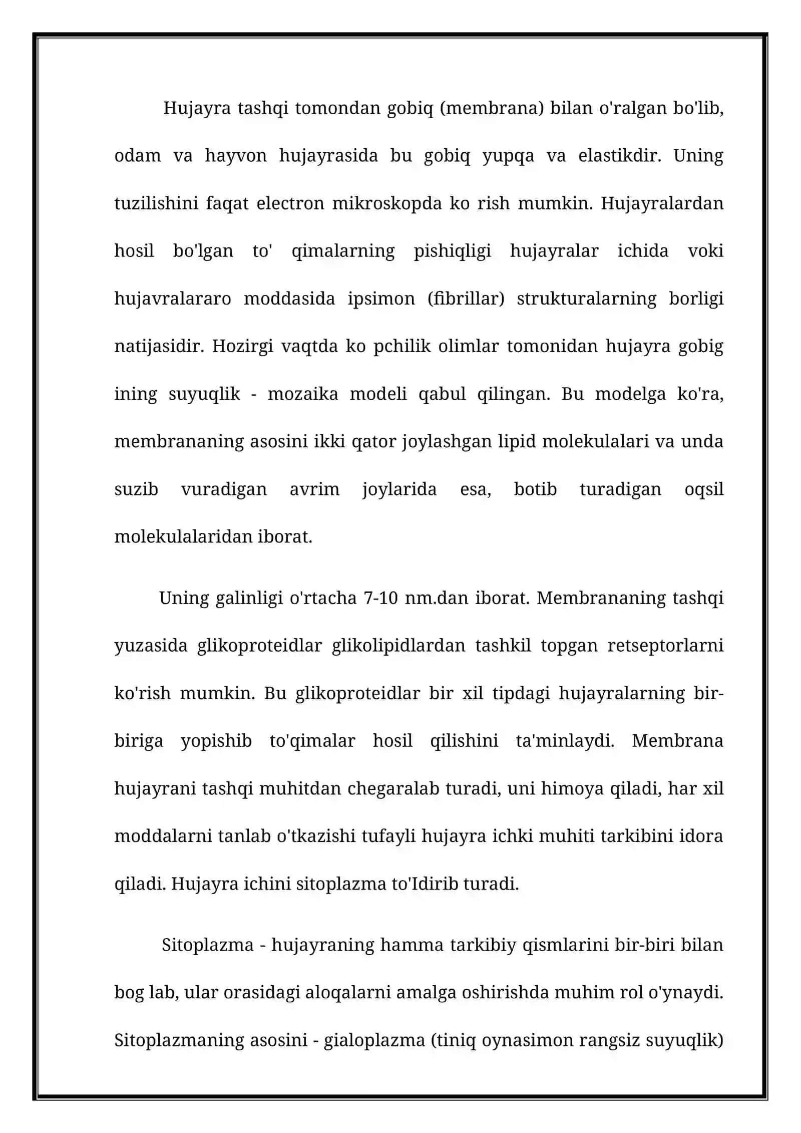 Hujayraning tuzilishi va funksiyasi 2