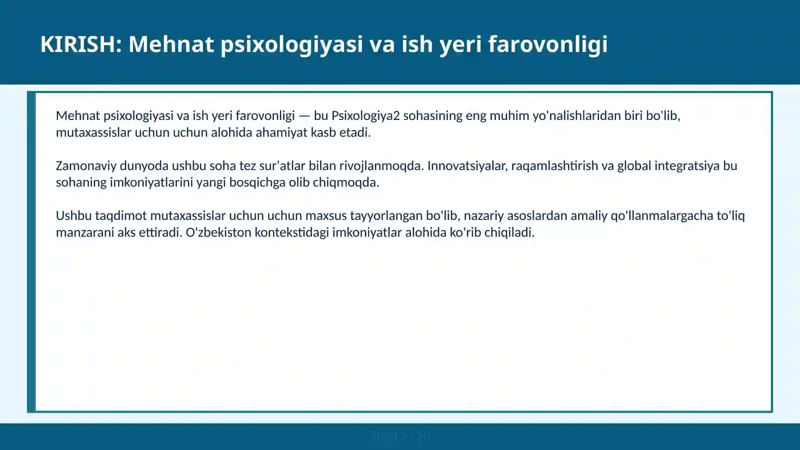 MEHNAT PSIXOLOGIYASI VA ISH YERI FAROVONLIGI 2