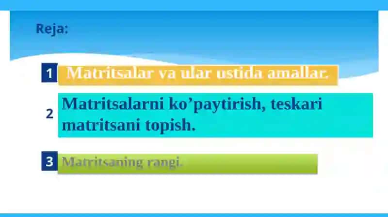 Matritsalar va ular ustida amallar 2