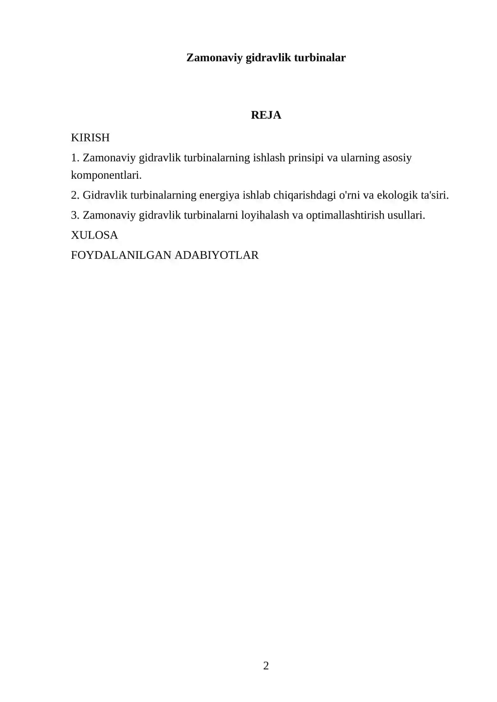 Zamonaviy gidravlik turbinalar 2