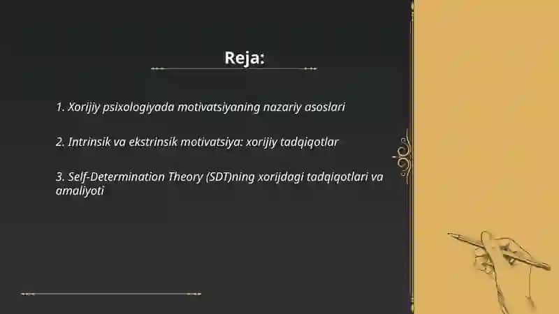 Xorij psixologiyasida motivva motivatsiya muammosi 2