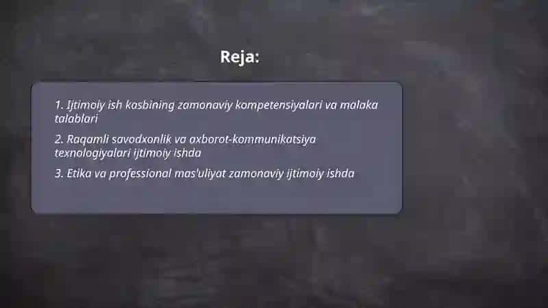 Ijtimoiy ish kasbi zamonaviy talablari 2