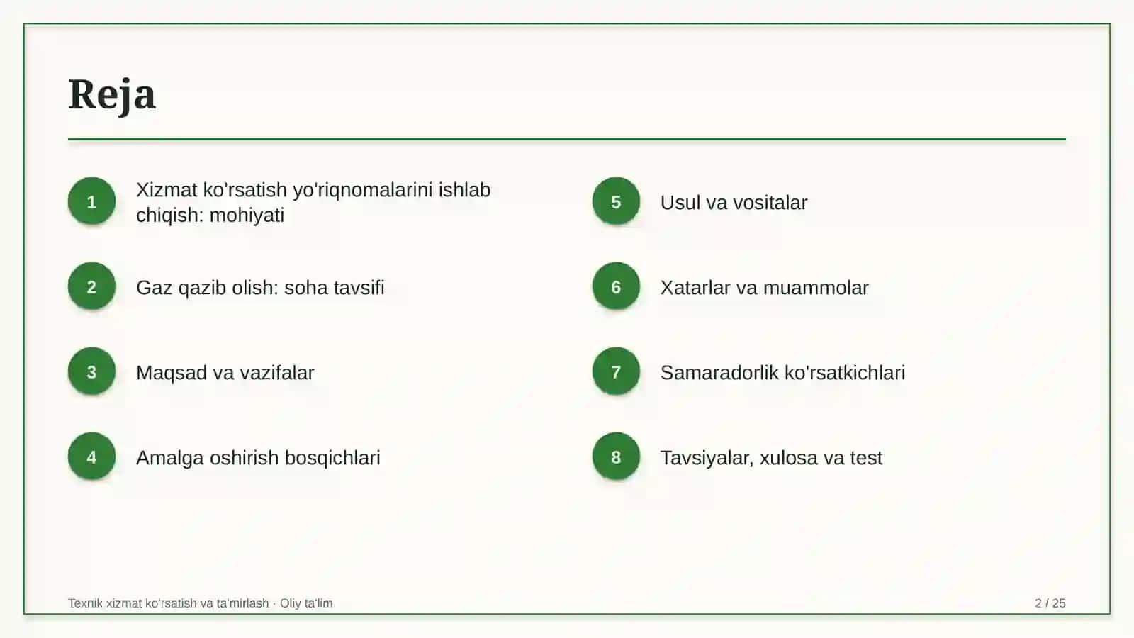 gaz qazib olishda texnik xizmat ko'rsatish yo'riqnomalarini ishlab chiqish 8583 2