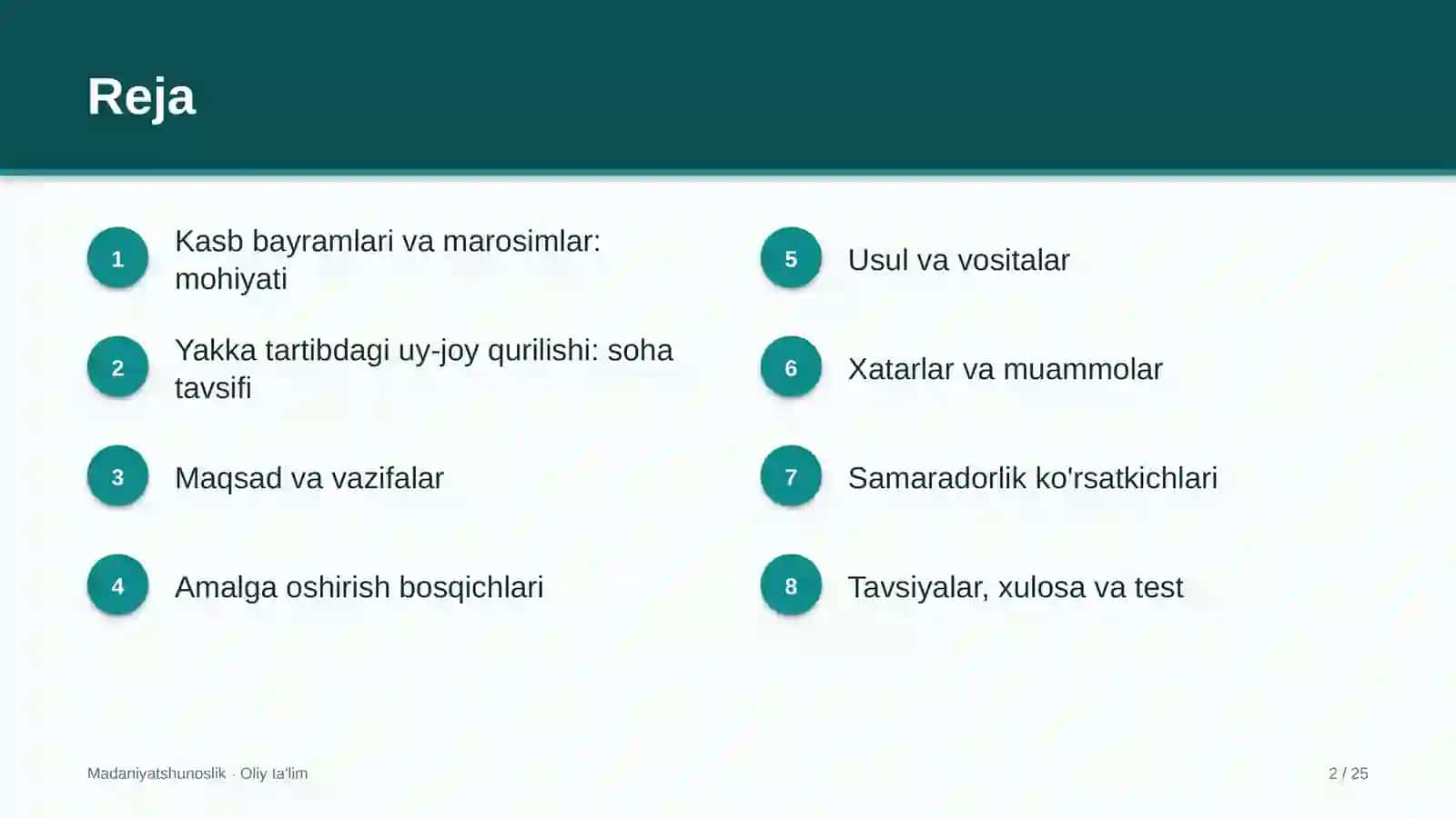 Yakka tartibdagi uy-joy qurilishida kasb bayramlari va marosimlar 2