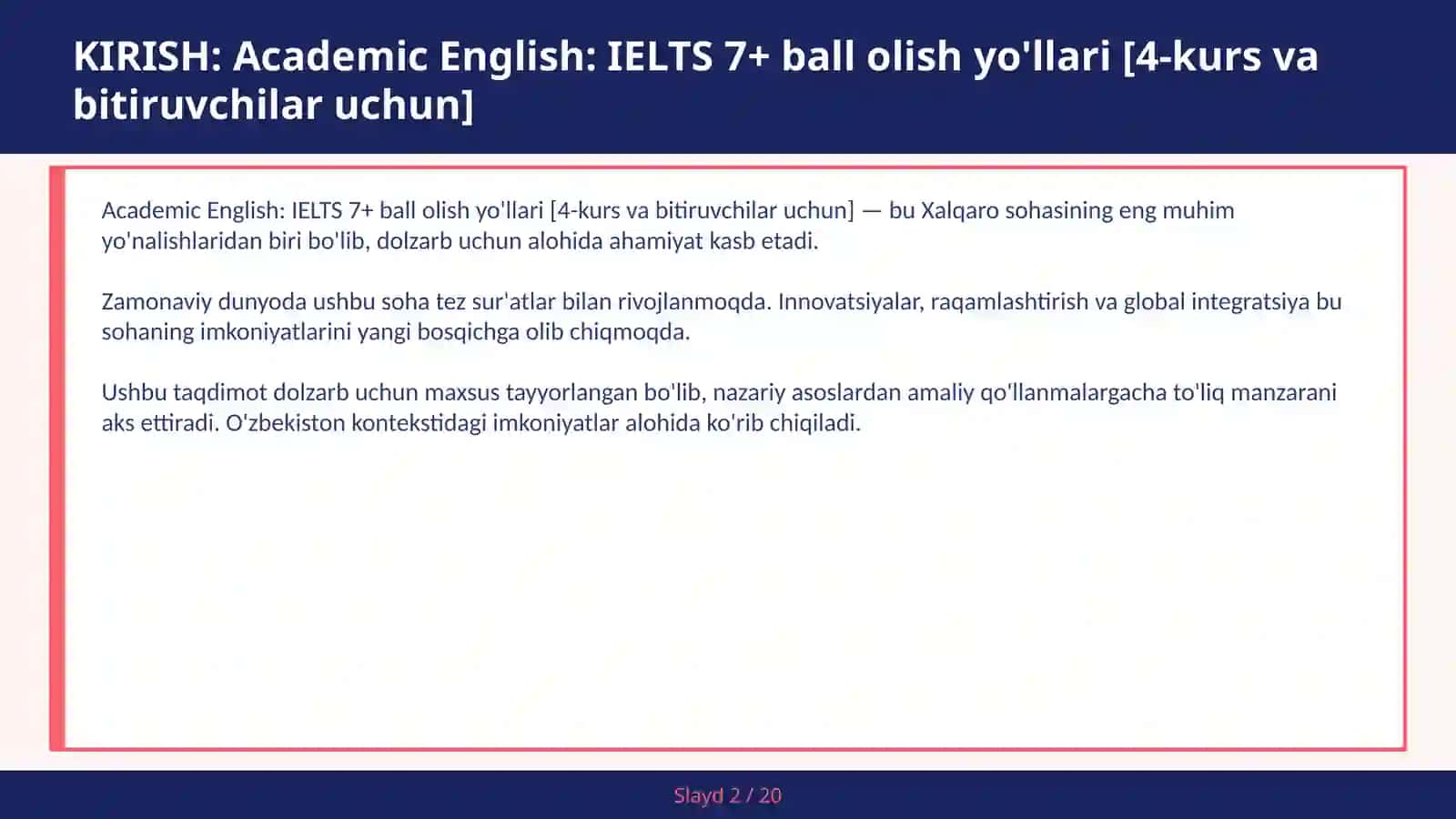 Academic English: IELTS 7+ ball olish yo'llari [4-kurs va bitiruvchilar uchun] 2