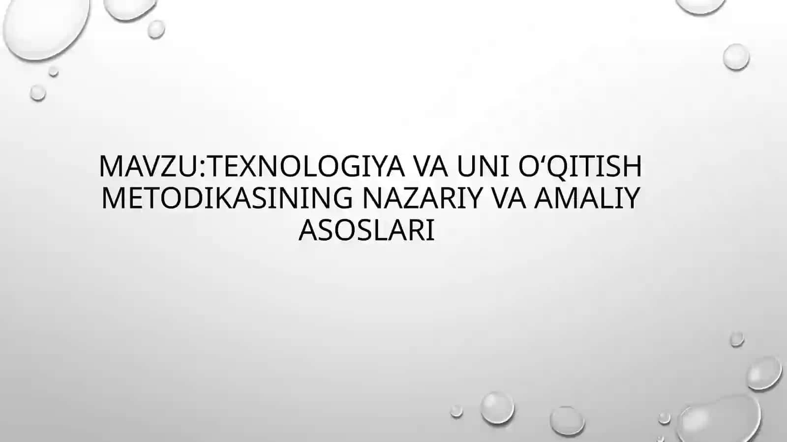 Texnologiya va uni oʻqitish metodikasining Nazariy va amaliy Asoslari 2