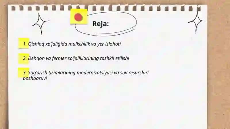 Qishloq xo‘jaligida mulkchilik va yer islohoti 2
