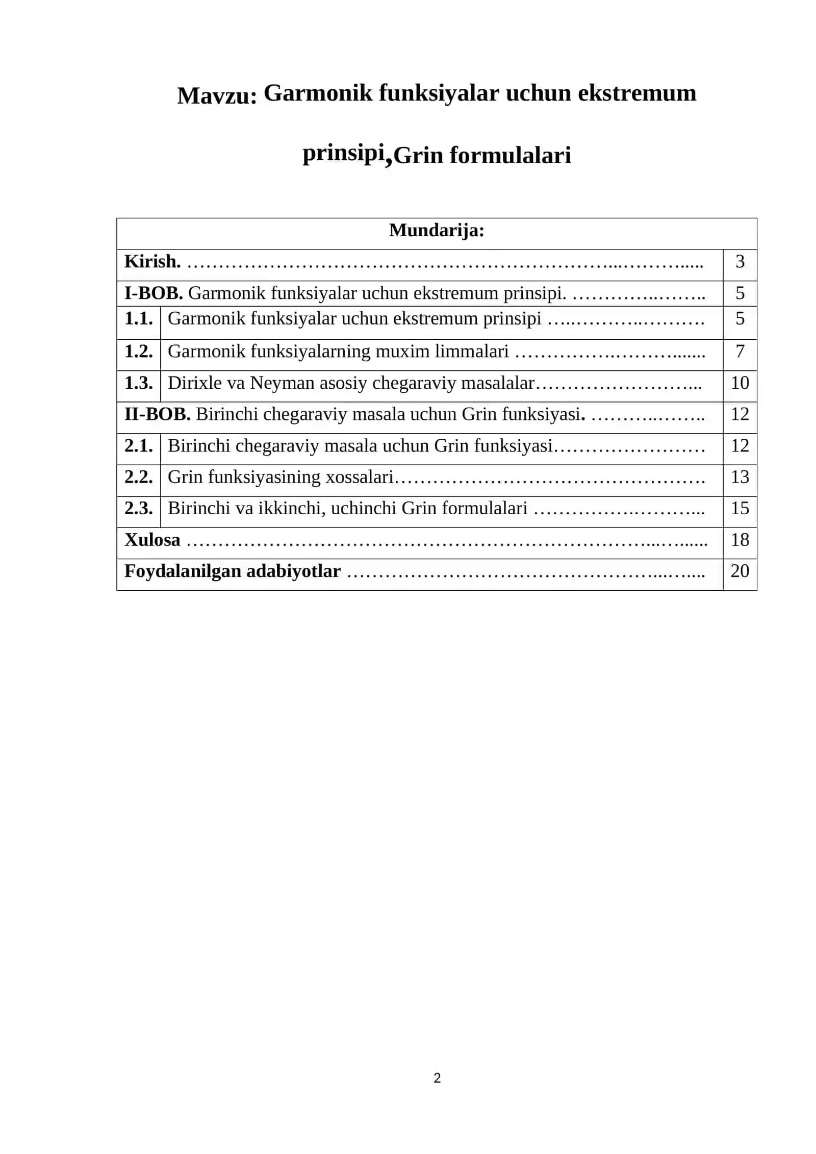 Matematik fizika tenglamalari fanidan kurs ishi 2