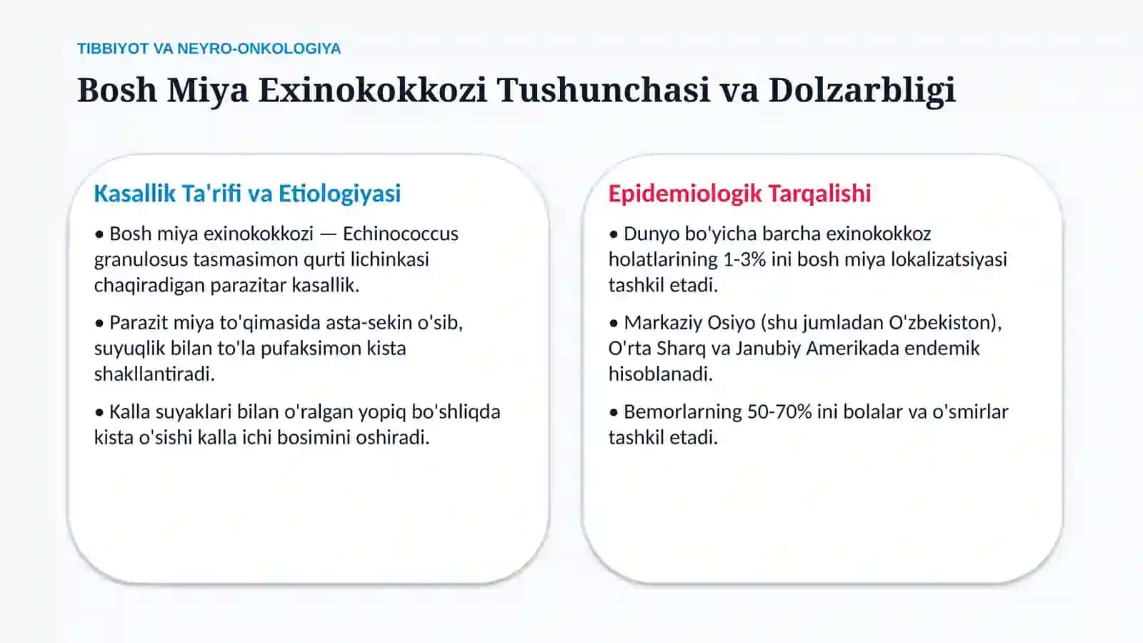 Bosh miya exinokokkozi — 15 slaydli tayyor taqdimot 2