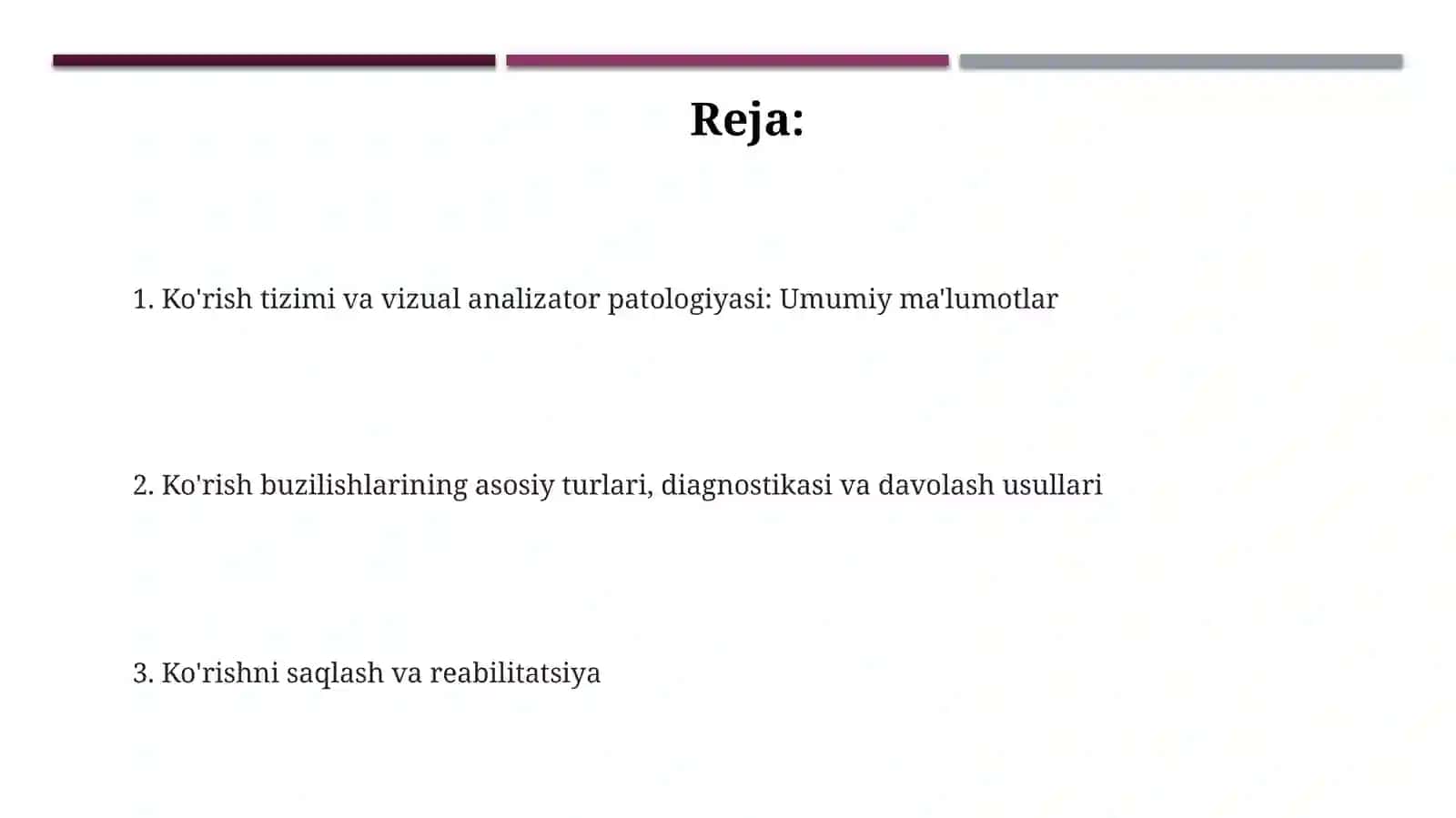 Ko‘ruv sistemasi.Ko‘ruv analizatorining patologiyasi 2