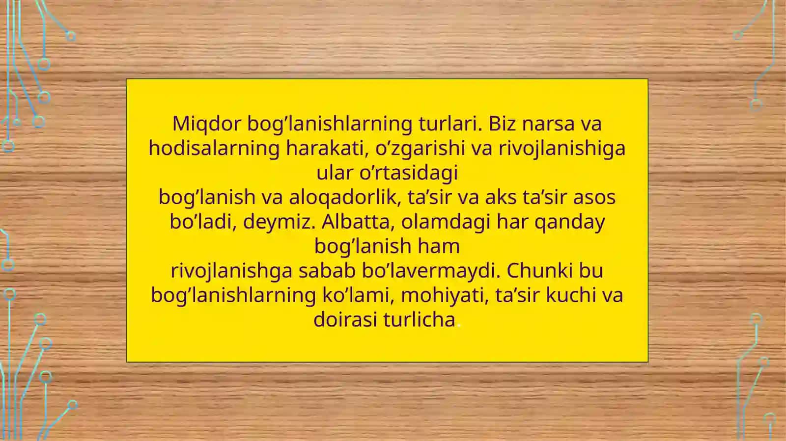 Miqdorlarorasi dagi bog‘lanish turlari va ularga oid misollar 2