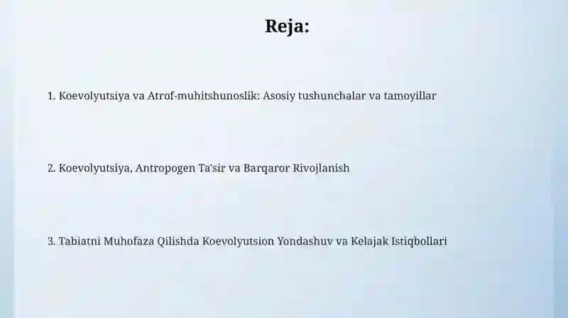 Koevolyutsiya va Atrof-muhitshunoslik 2