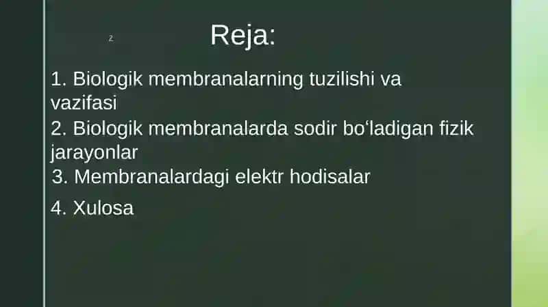 Biologik membranalarda fizik jarayonlar 2