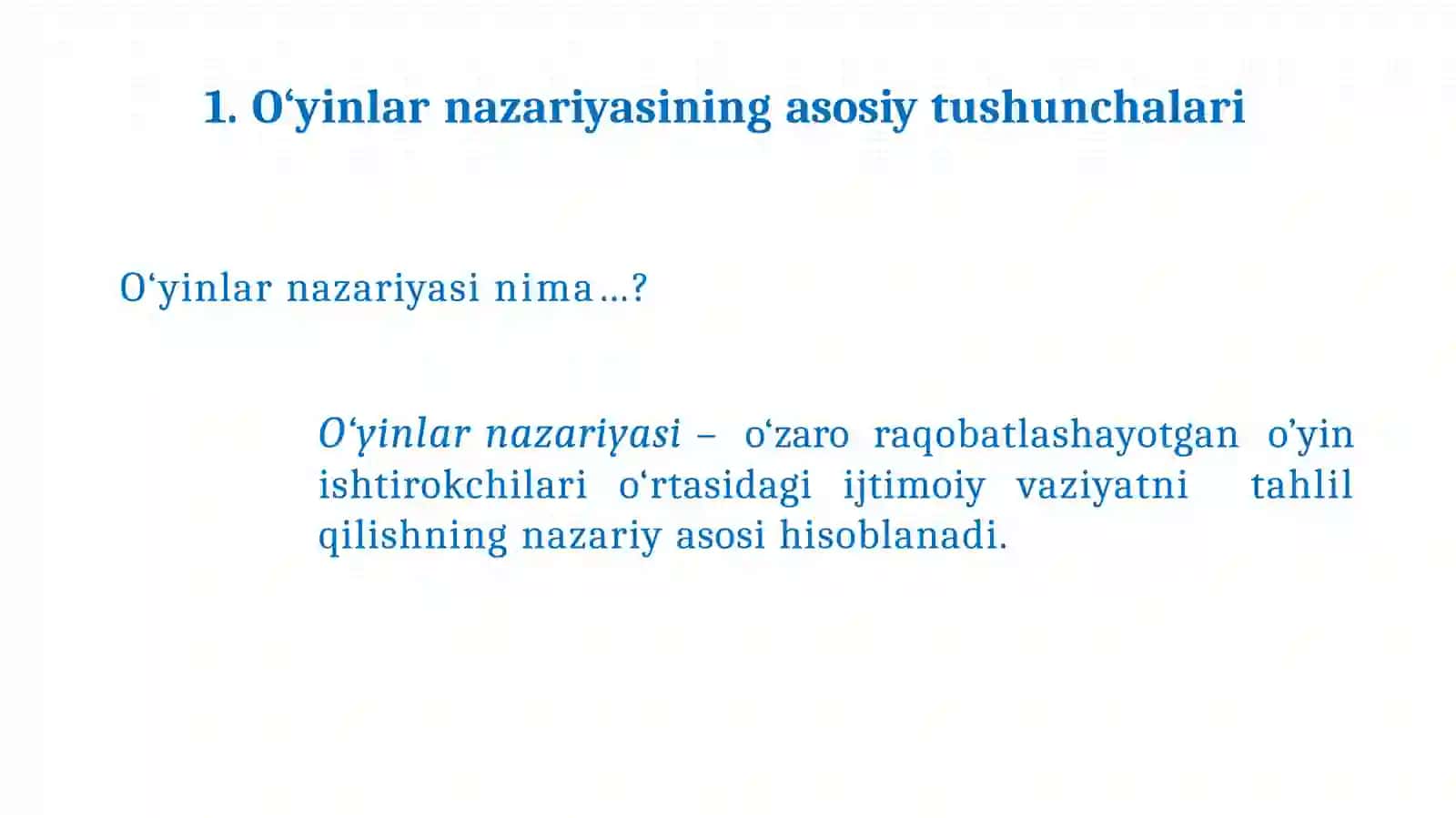 O‘yinlar nazariyasi va o‘zaro hamkorlikni modellashtirish 2