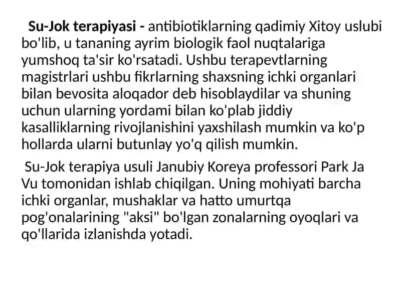 Su-Jok terapiyasi 2