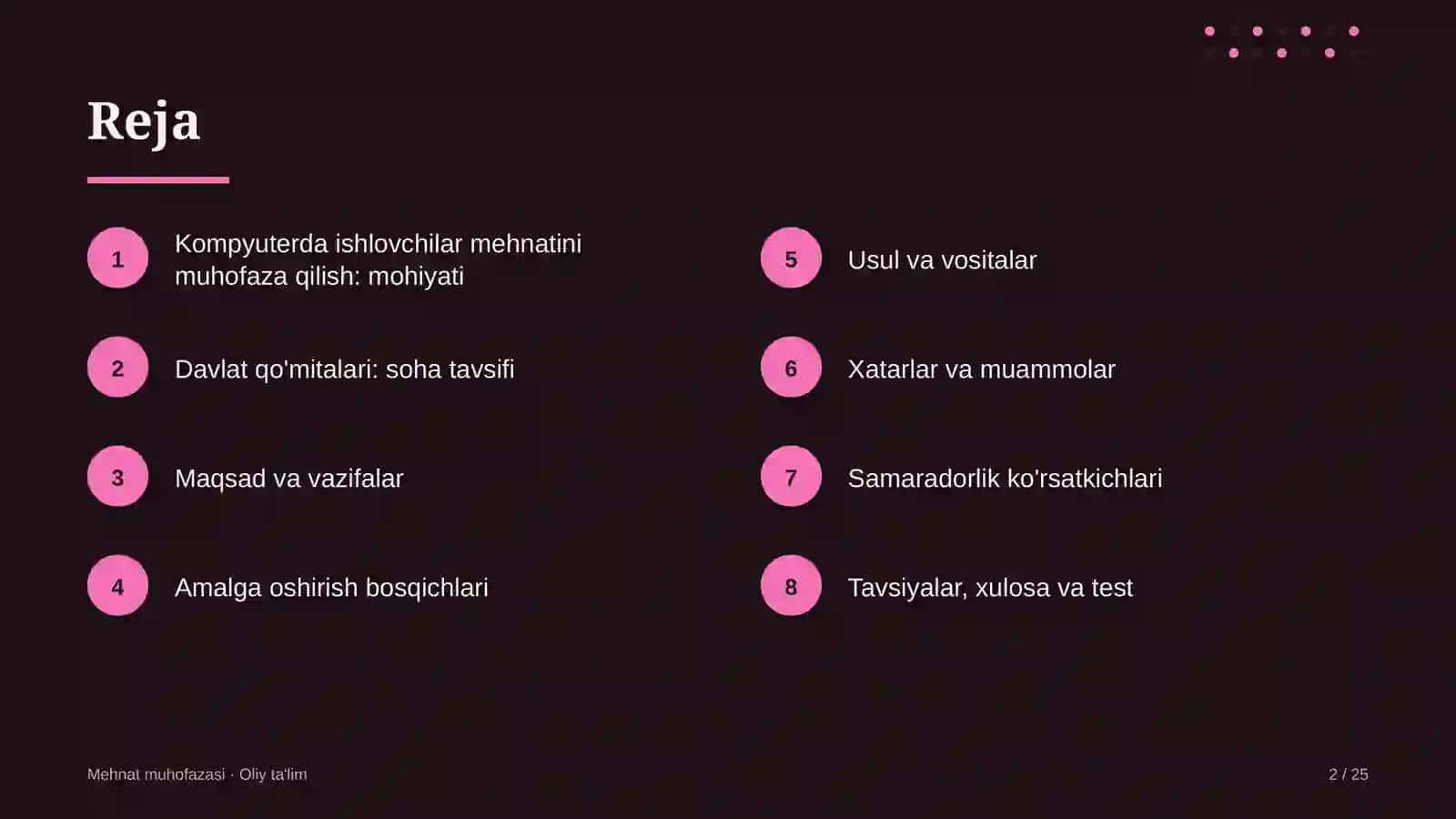 Davlat qo'mitalarida kompyuterda ishlovchi xodimlar mehnatini muhofaza qilish 2