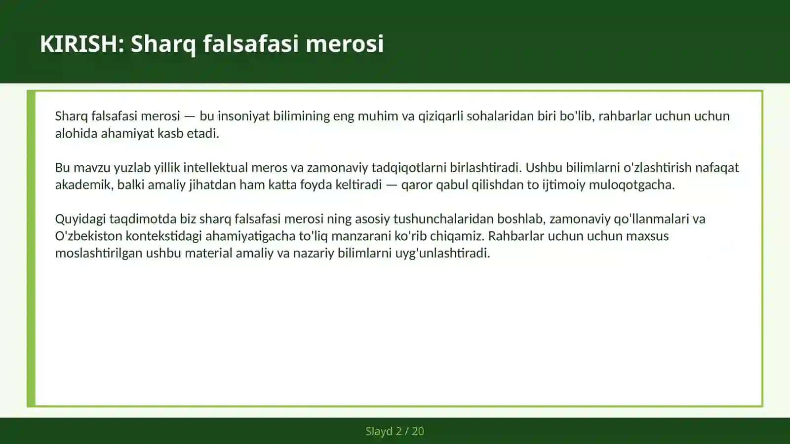 Sharq falsafasi merosi 2