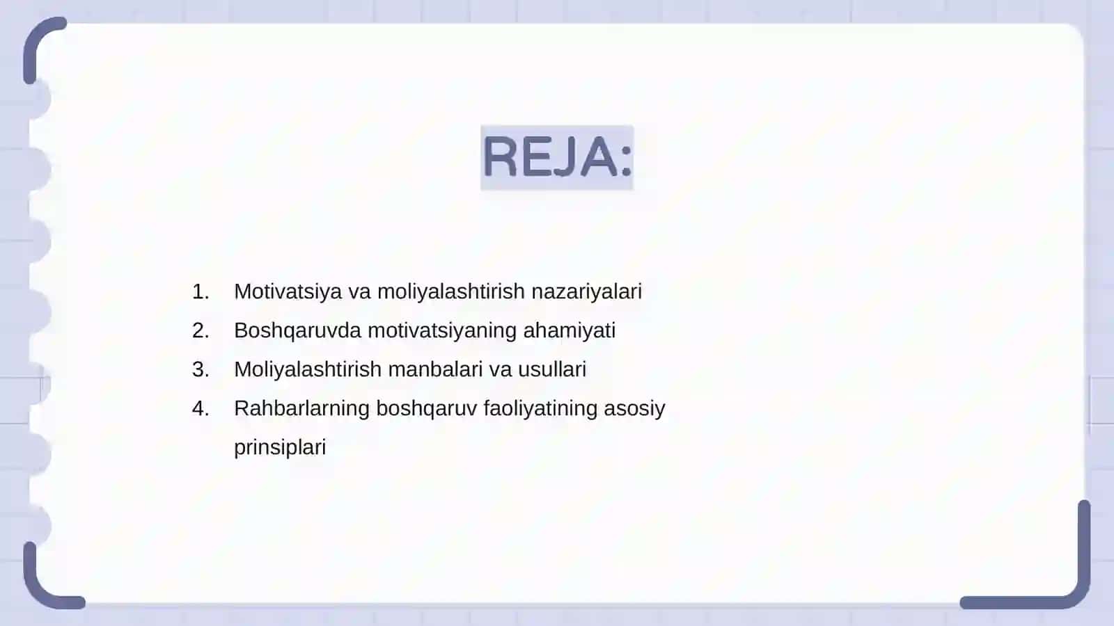 Motivatsiya va moliyalashtirish nazariyalari 2