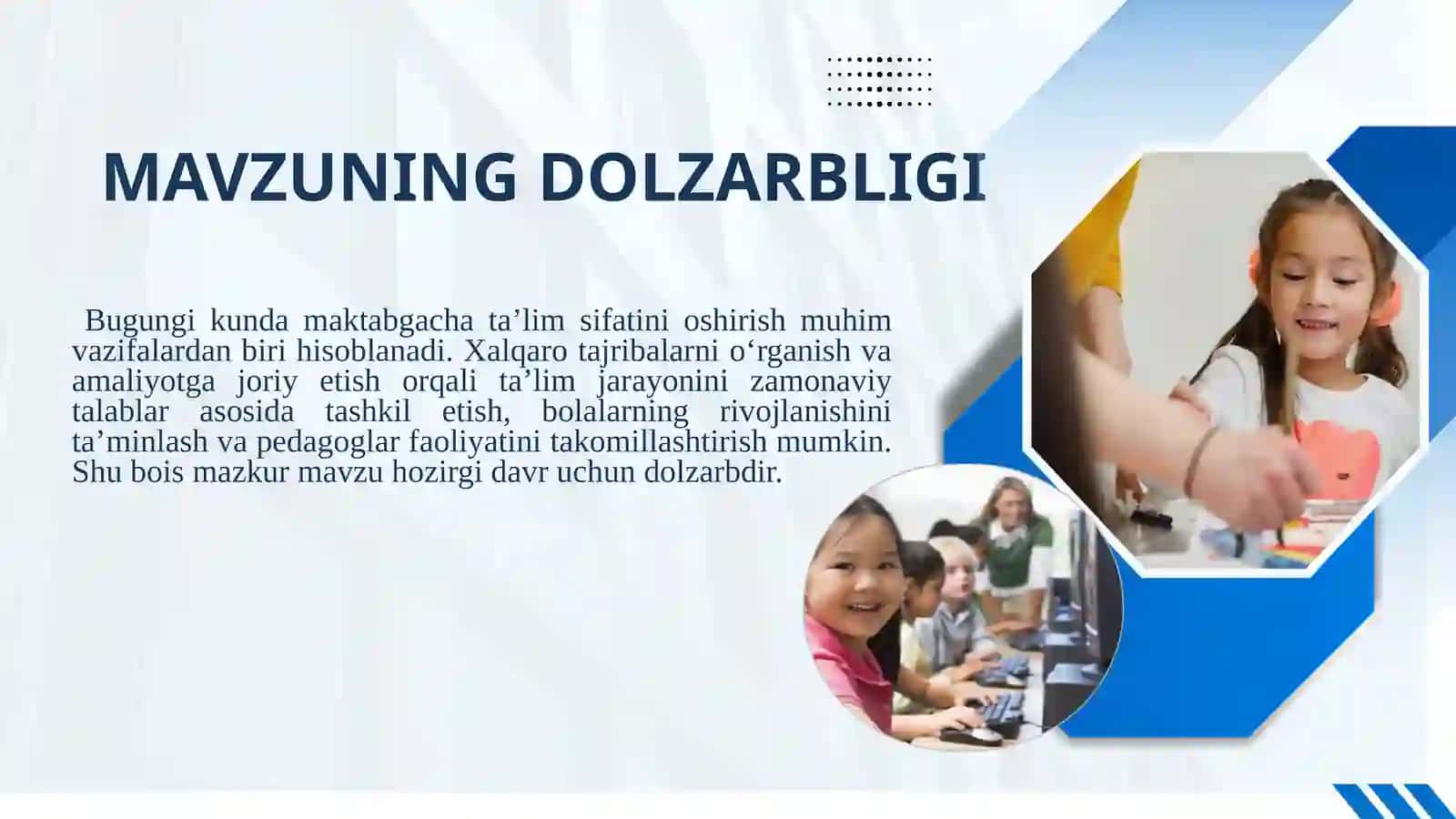 MAKTABGACHA TA’LIMDA XALQARO TAJRIBALARNI O‘RGANISHNING TA’LIM SIFATINI OSHIRISHDAGI O‘RNI 2