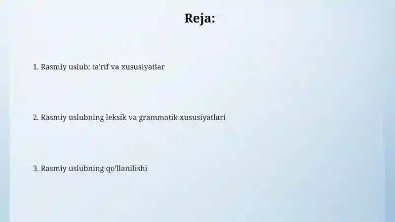Rasmiy uslub va uning hususiyatlari 2