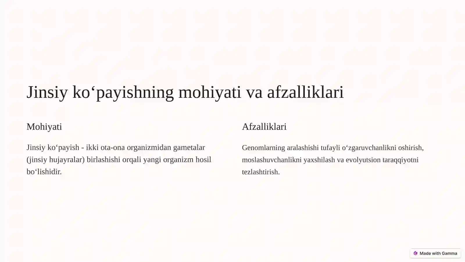 Jinsiy koʻpayishning biologik ahamiyati 2