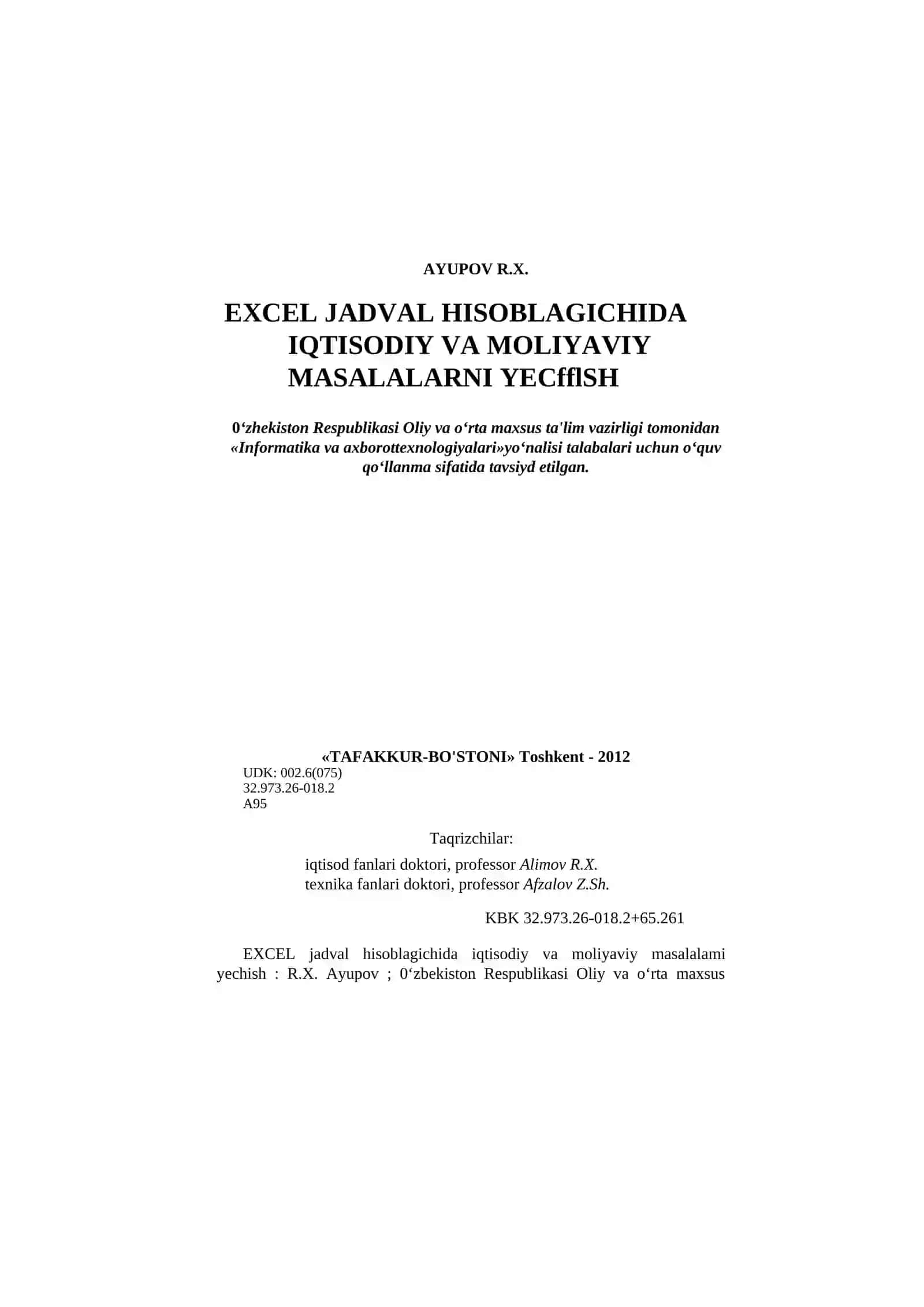 Excel Jadval Hisoblagichi 2