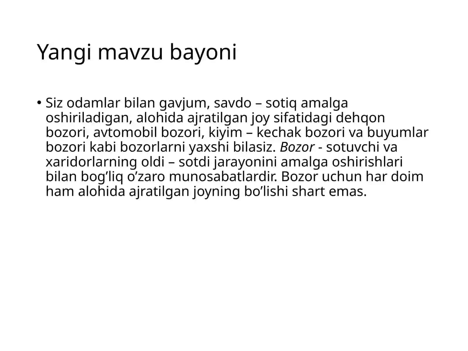 Bozor va uning turlari 2