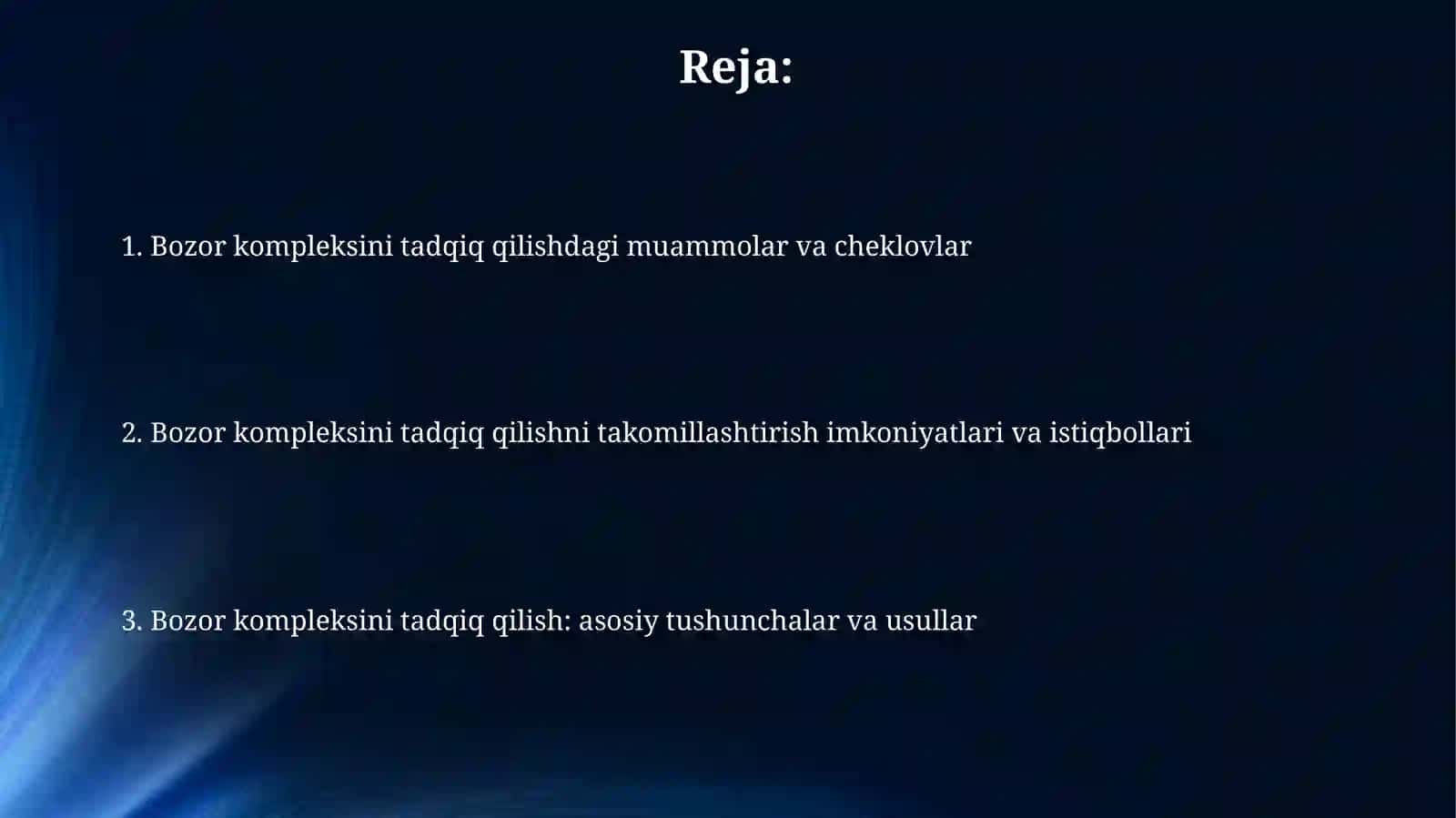 Bozor kompleksini tadqiq qilish 2