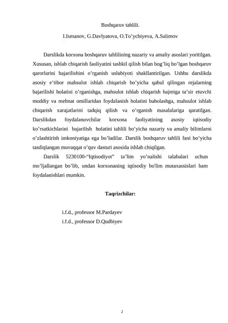 Boshqaruv tahlili Darslik 2