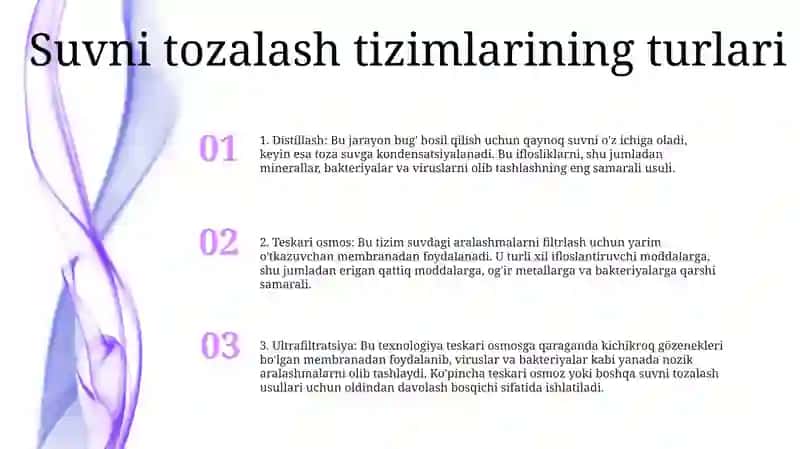 Uskunaga Berilayotgan Suvni Tozalash Usullari 2