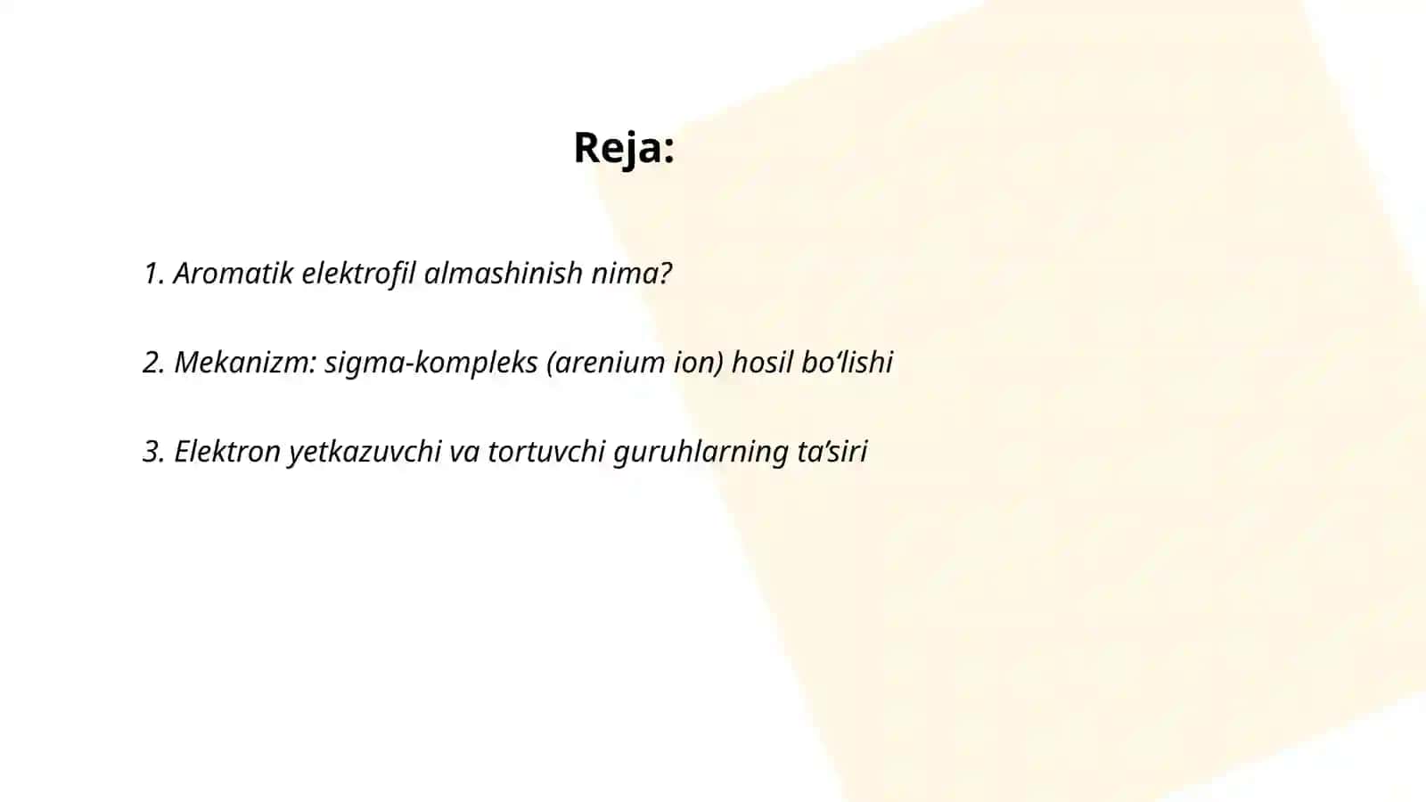Aromatik elektrofil almashinish 2