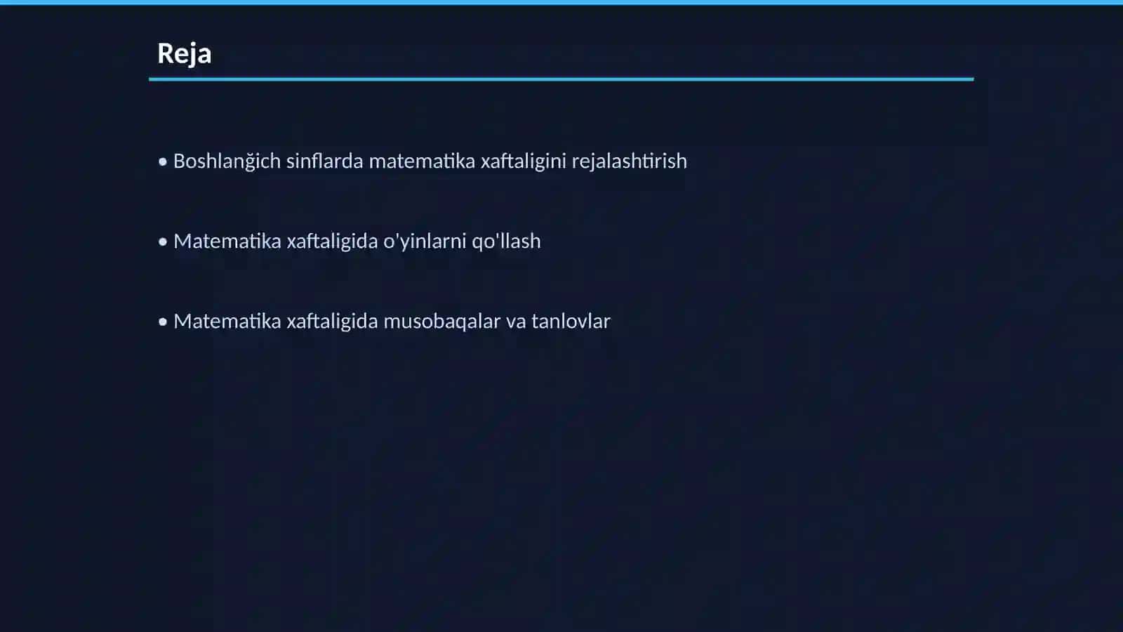 Boshlanğich sinflarda matematika xaftaligi 2