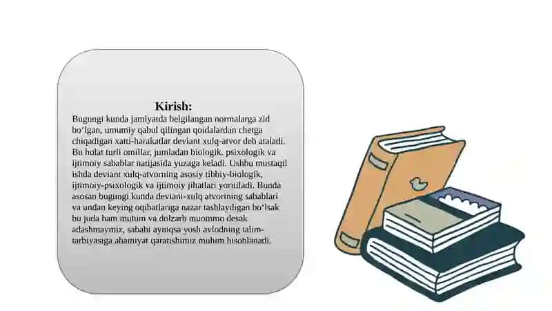 Deviant-xulqatvorning tibbiy-biologik, ijtimoiy-psixologik va ijtimoiy tomonlari 2