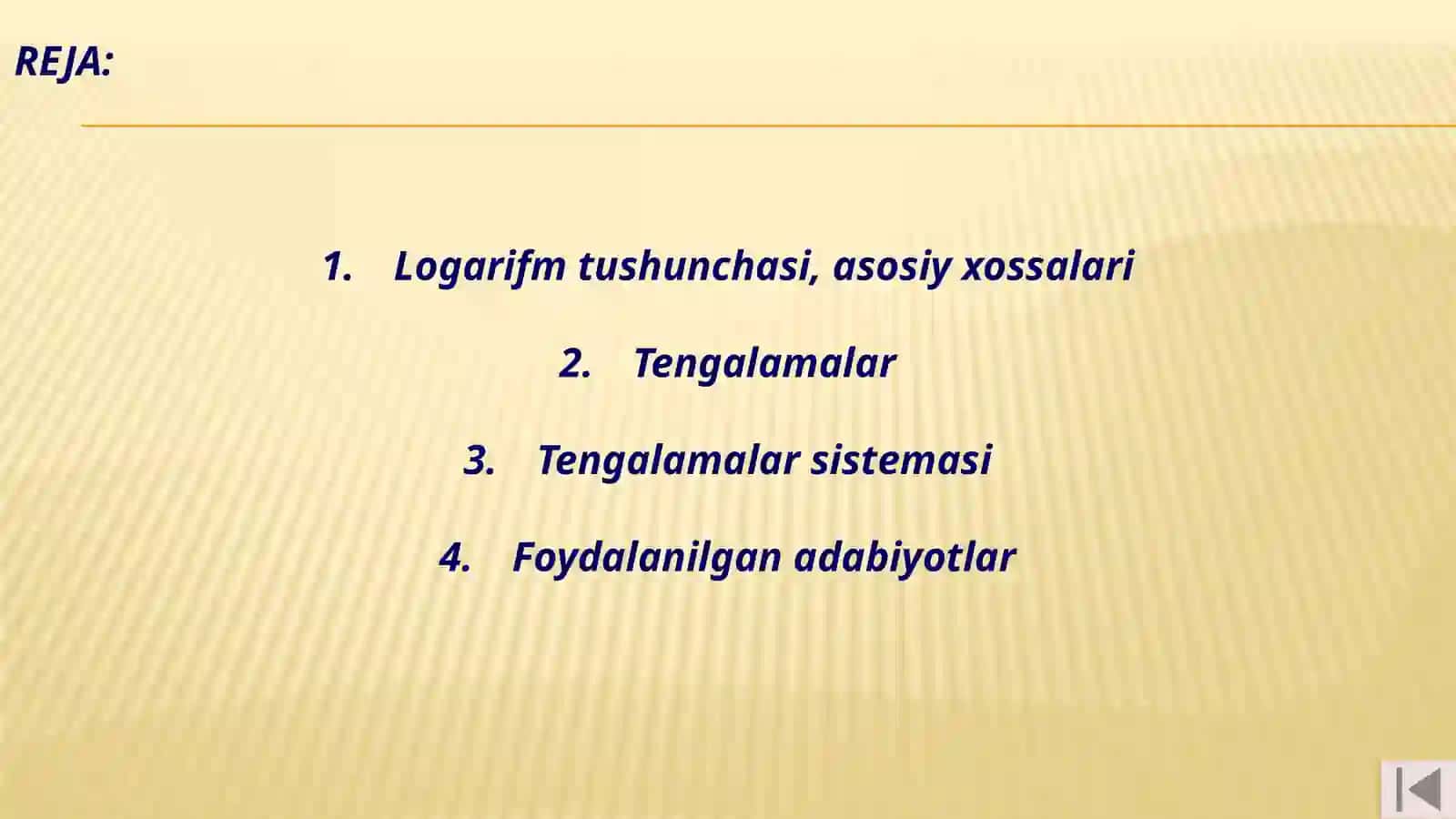 Logarifm.Logarifmiktenglamalarvatenglamalarsisteamasi 2