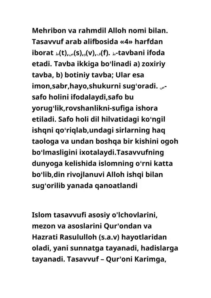 Tasavvufning vujudga kelishida maʼnaviy asos va omillar (Qurʼoni karim oyatlari va hadisi sharif hikmatlari asosida. 2