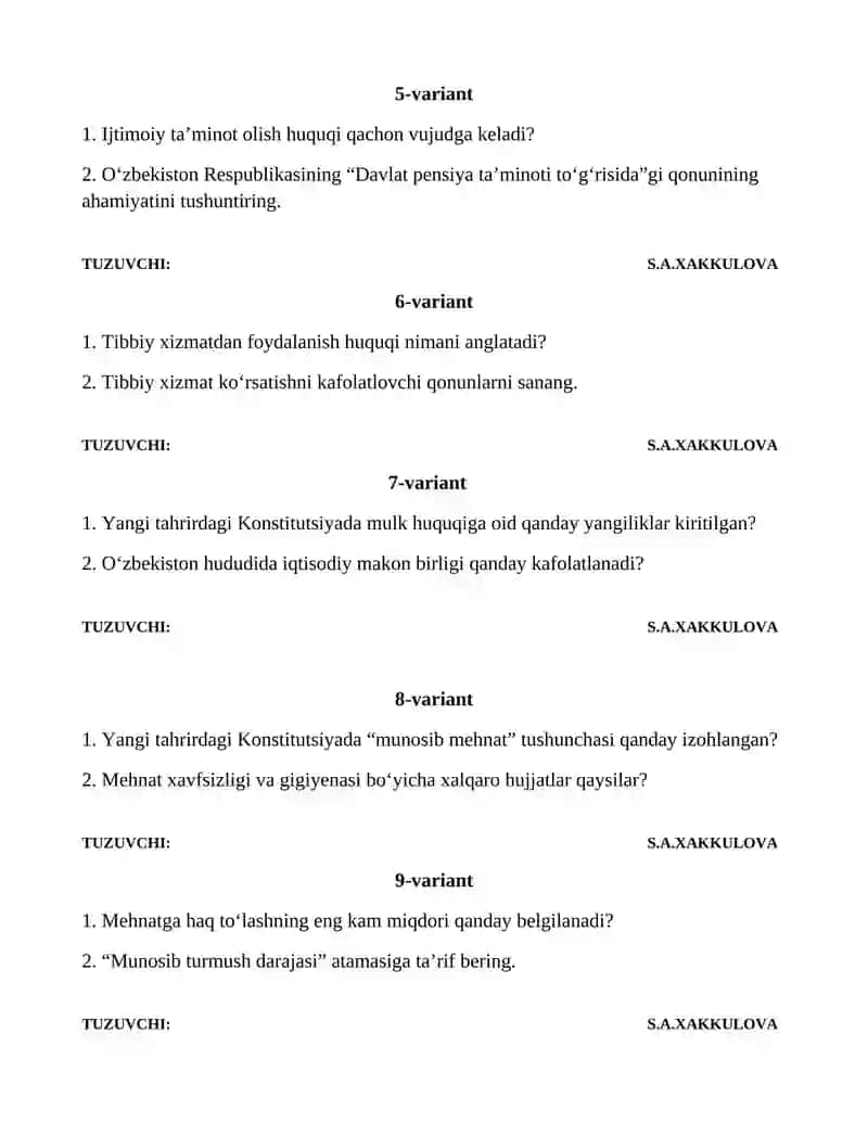 O‘zbekiston Respublikasi fuqarolarining iqtisodiy, ijtimoiy, madaniy va ekologik huquqlari 2