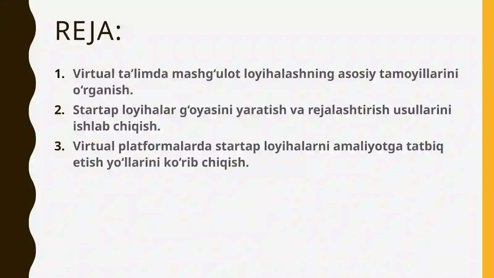 Virtualta’lim uchun mashg'ulot loyihasi va Startap loyihalari ishlab chiqish 2