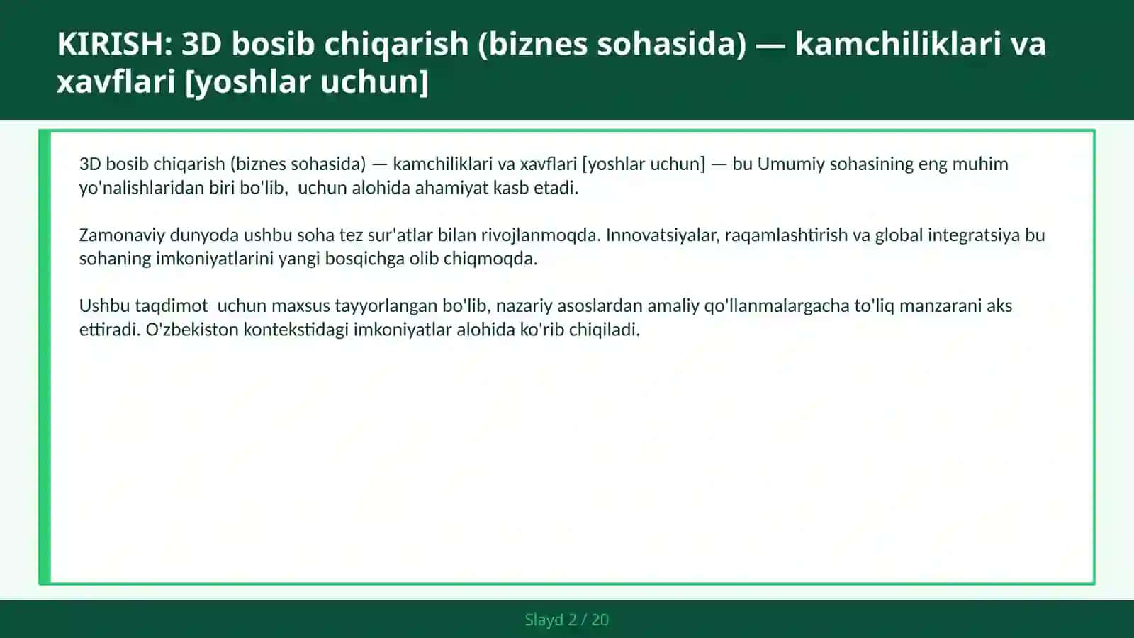 3D bosib chiqarish (biznes sohasida) — kamchiliklari va xavflari [yoshlar uchun] 2