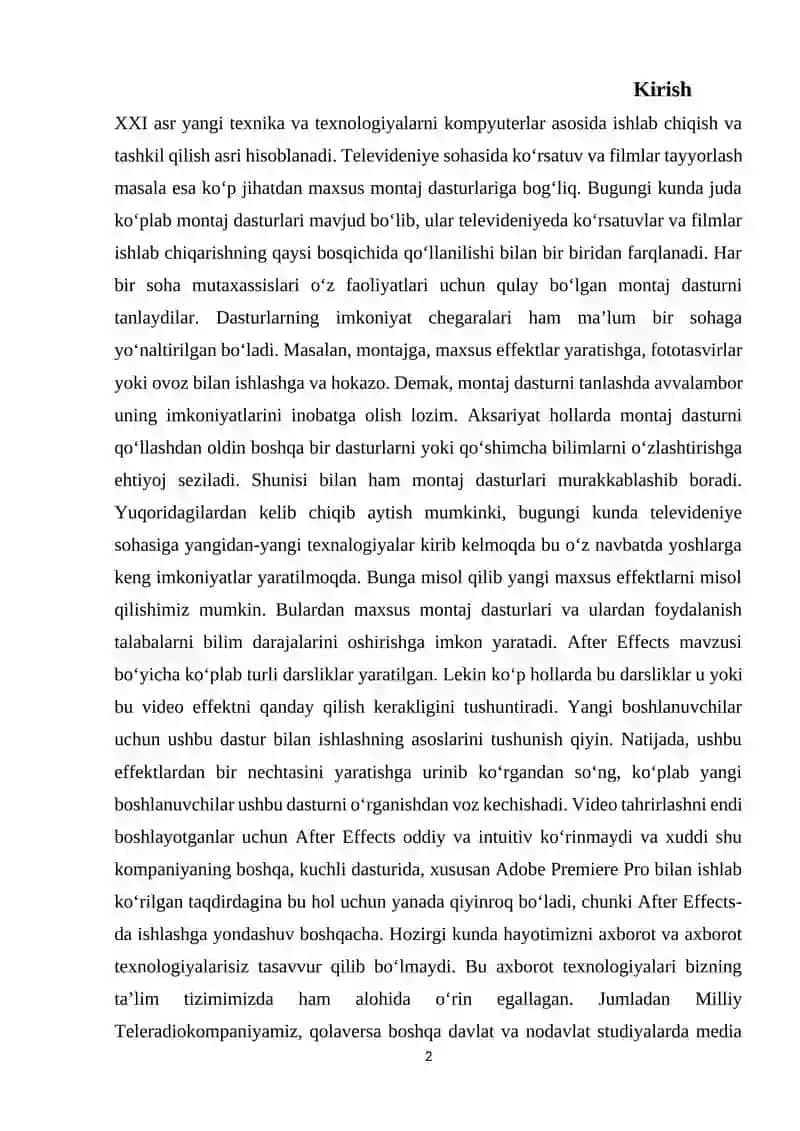Pedagogik dasturiy vositalar yaratishda After Yeffects imkoniyatlardan foydalanish 2