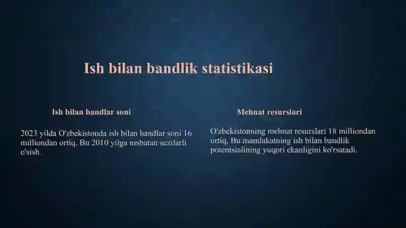 Ish bilan bandlik va ishsizlik: O'zbekistondagi hozirgi holat 2