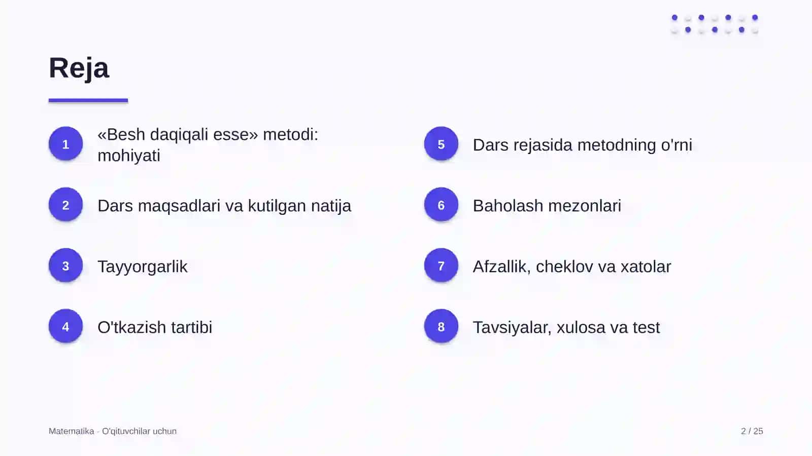 matematika darslarida besh daqiqali esse metodidan foydalanish 1269 2