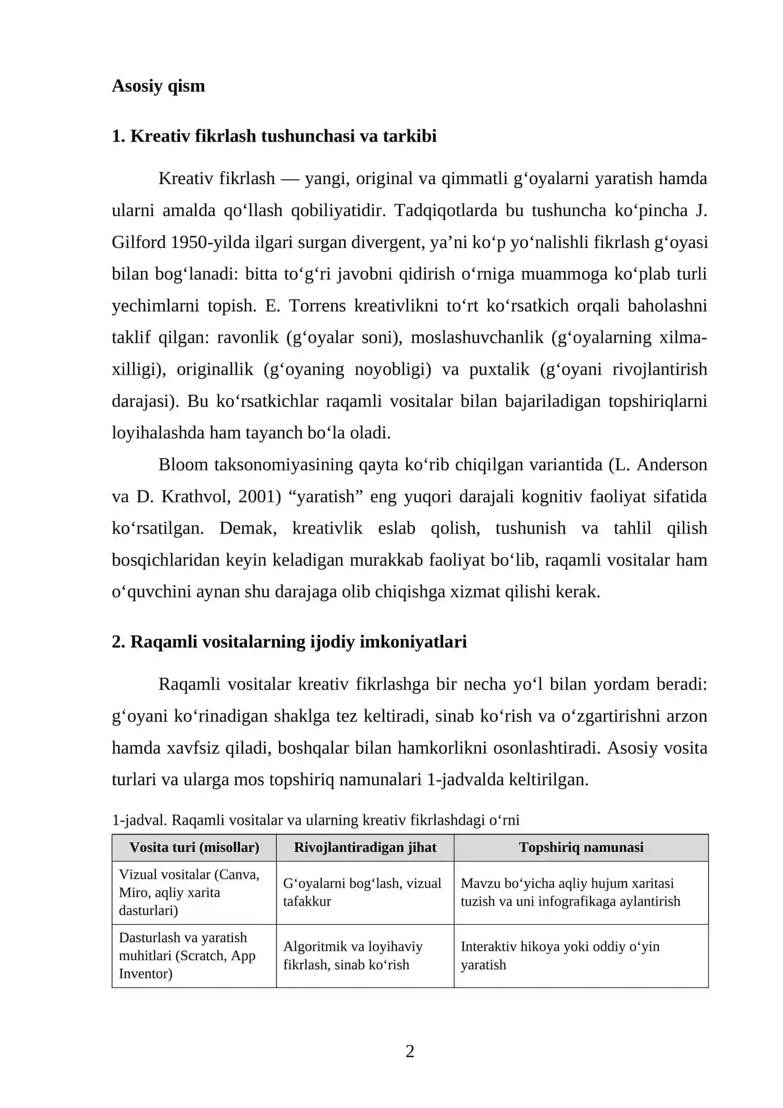KREATIV FIKRLASHNI RIVOJLANTIRISH 2