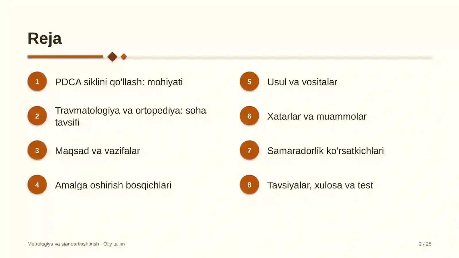 travmatologiya va ortopediya bo'limlarida pdca siklini qo'llash 2225 2