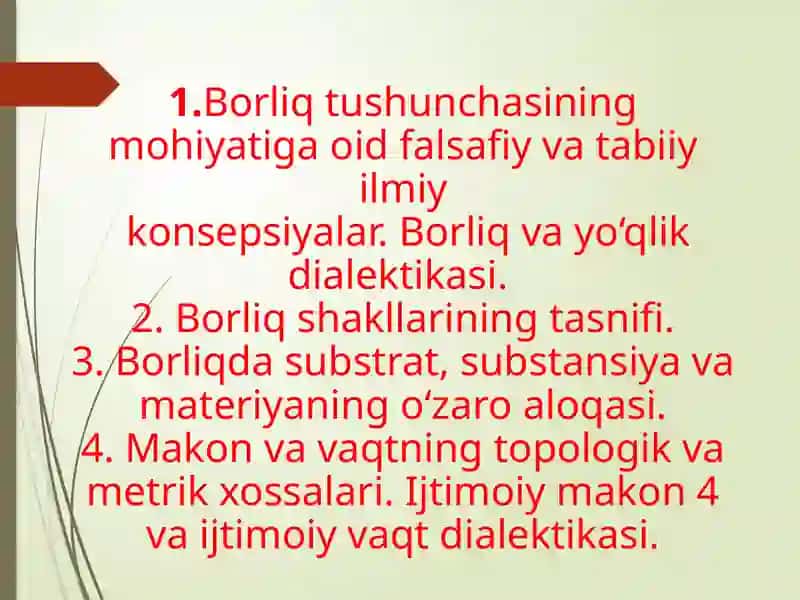 Borliq falsafasi (Ontologiya) 2