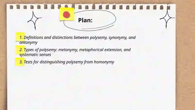 Polysemy, Synonymy, Antonymy (comparison) 2
